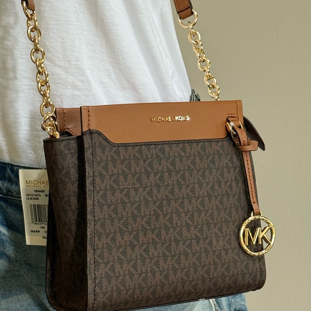 NWT Authentic Michael Kors Graham North South Signature Crossbody Bag - Picture 14 of 15